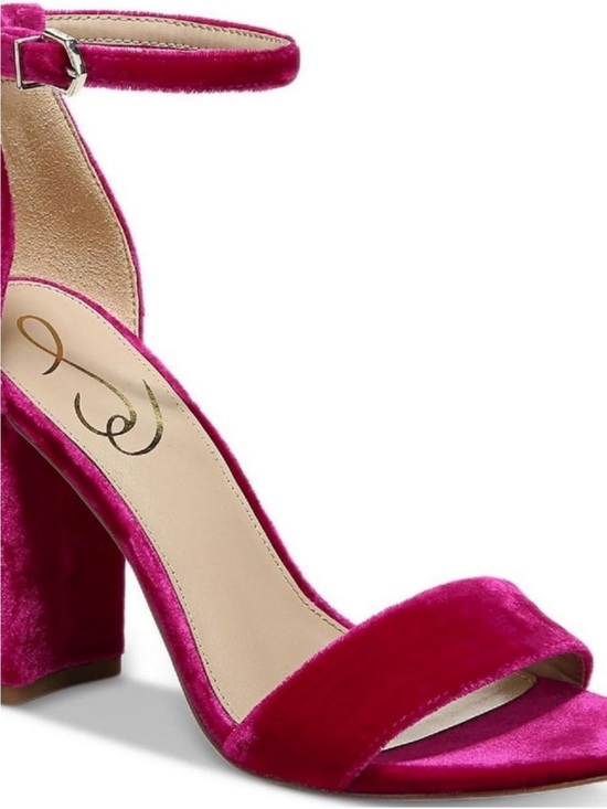 Sam Edelman Shoes - Sam Edelman Women's Magenta Velvet Block Heel Sandals